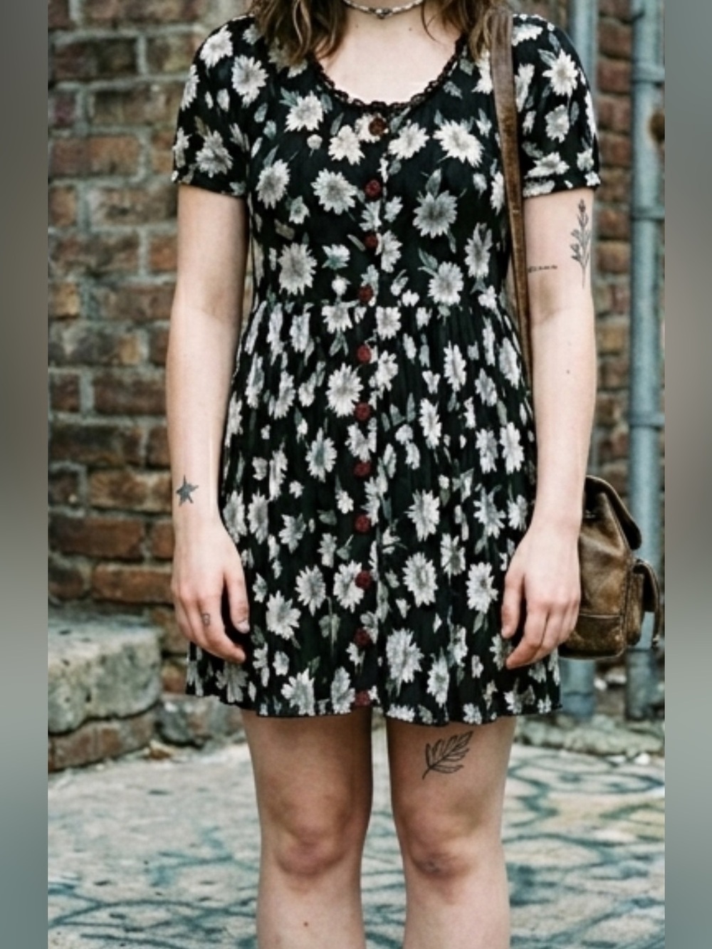 Spoiled Girls Vintage 90s Chiffon Mini Dress Black Plisse Pleated Grunge M